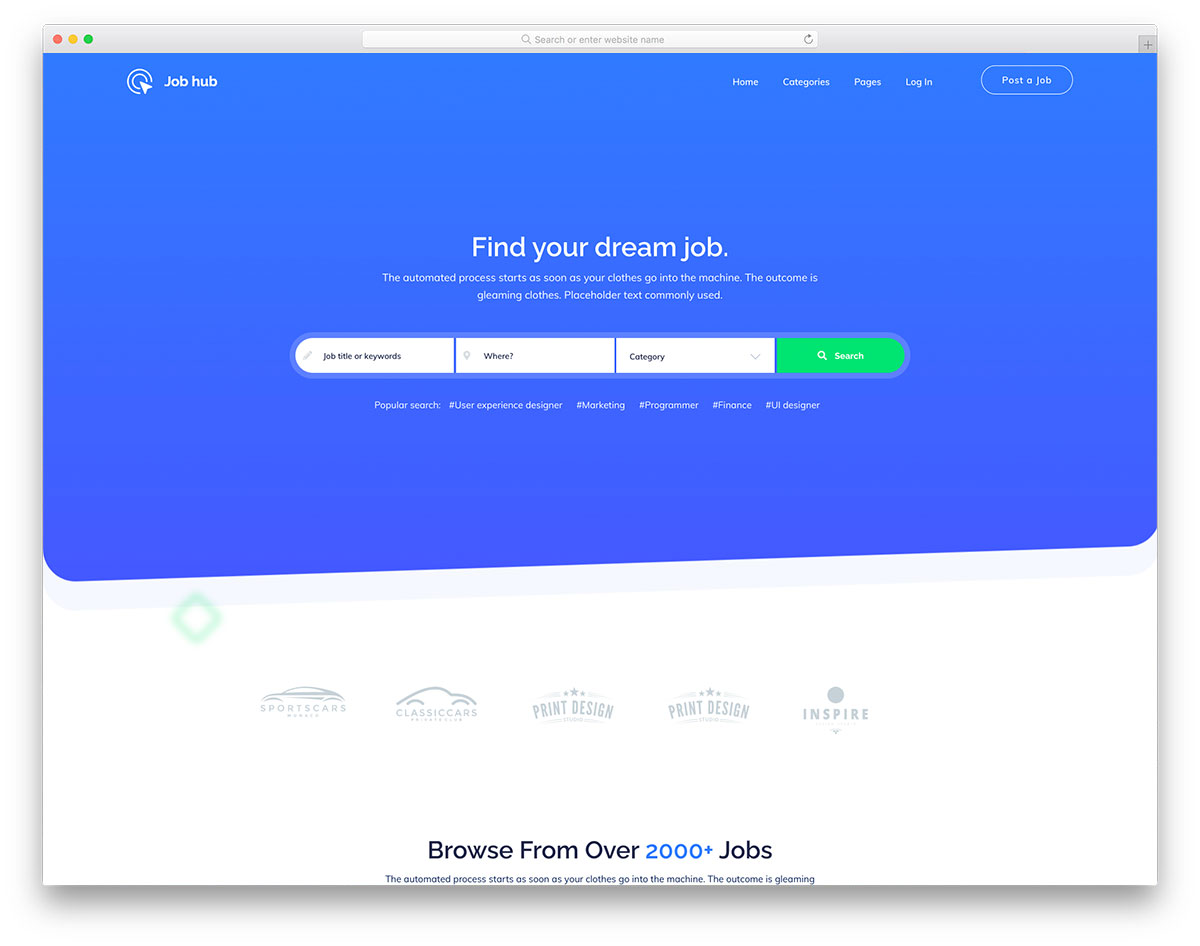 Modèle gratuit de Jobhub