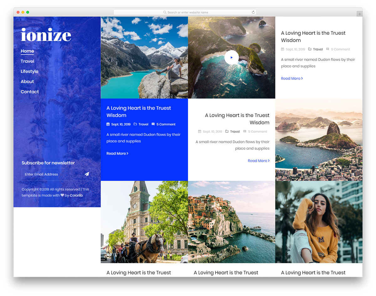 Modèle HTML de voyage gratuit ioniser