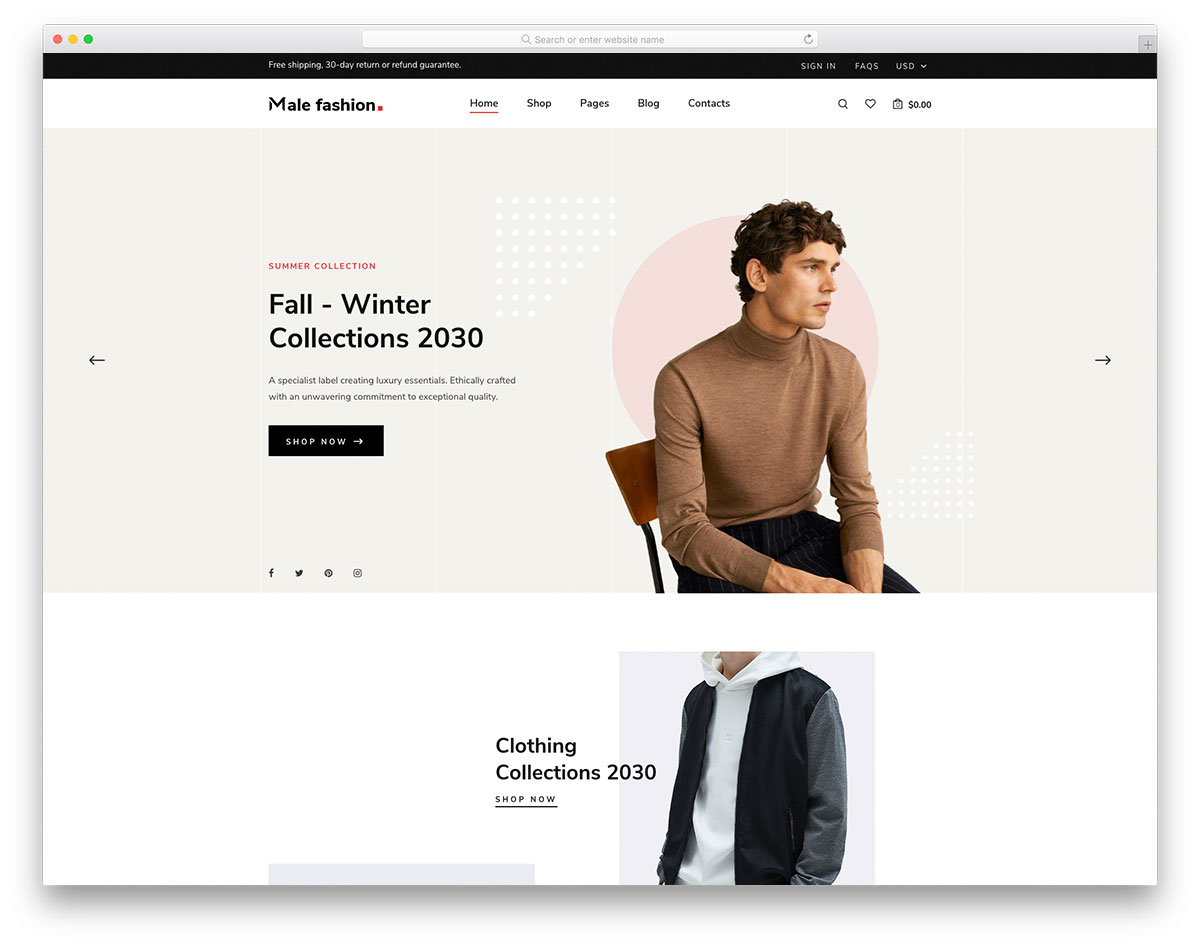 Modèle gratuit de mode masculine