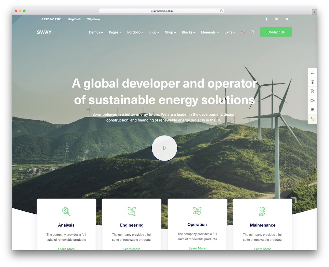 tema de wordpress de energia alternativa balançar