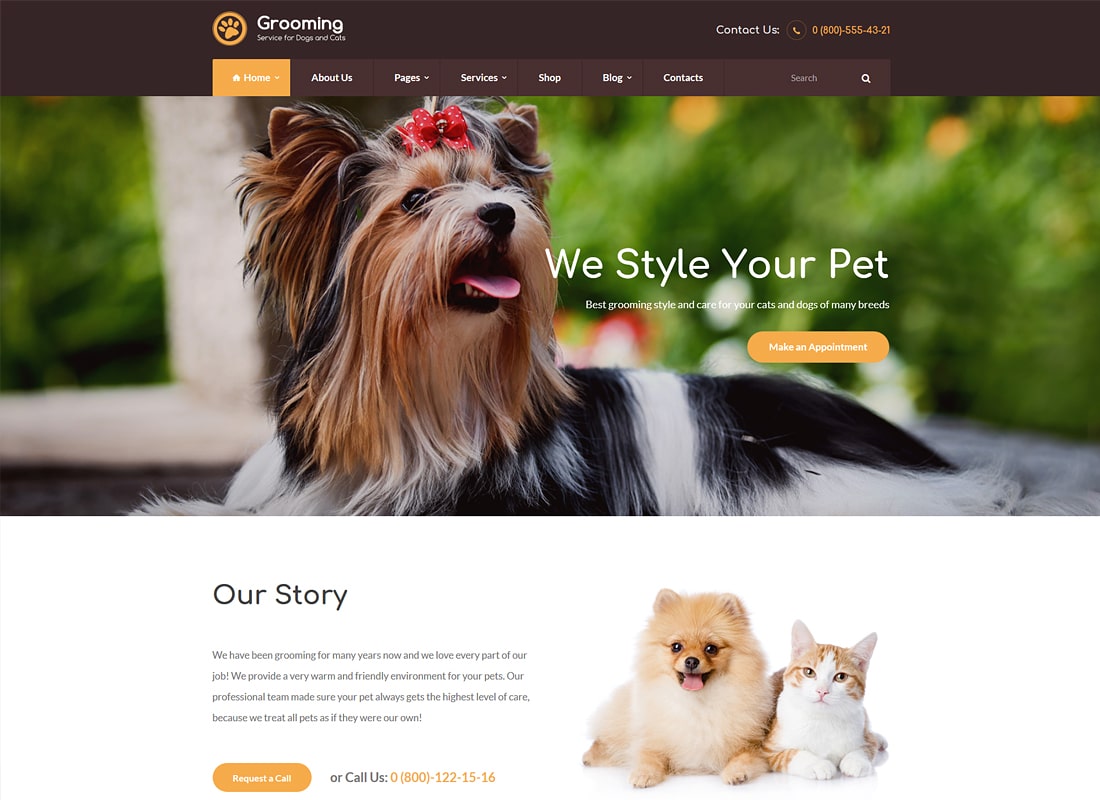 Pet Grooming / Pet Shop / Weterynaryjny motyw WordPress