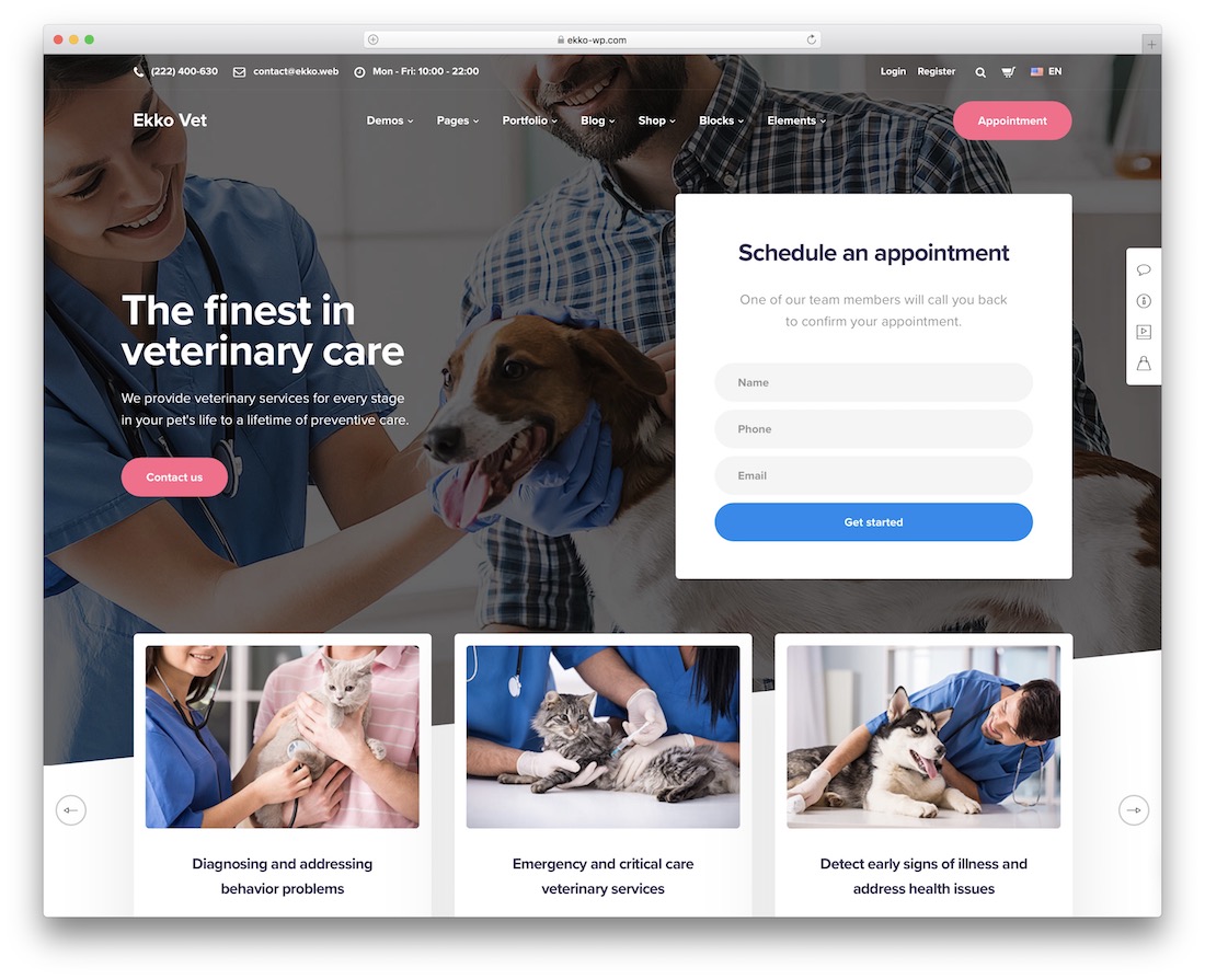 ekko weterynaryjny motyw wordpress