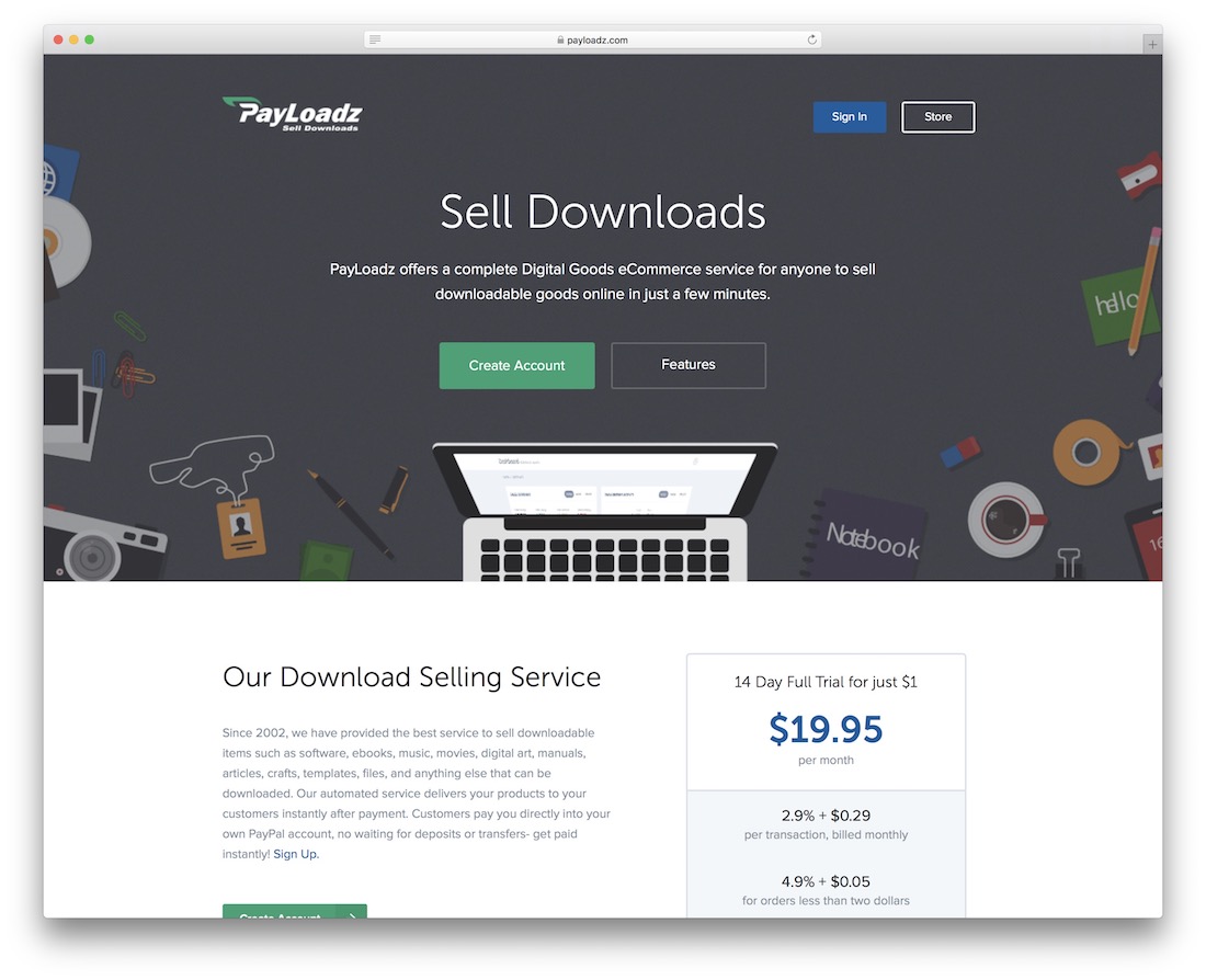 plate-forme payloadz pour vendre des téléchargements