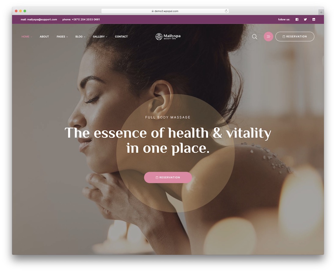mailyspa masaj wordpress teması.