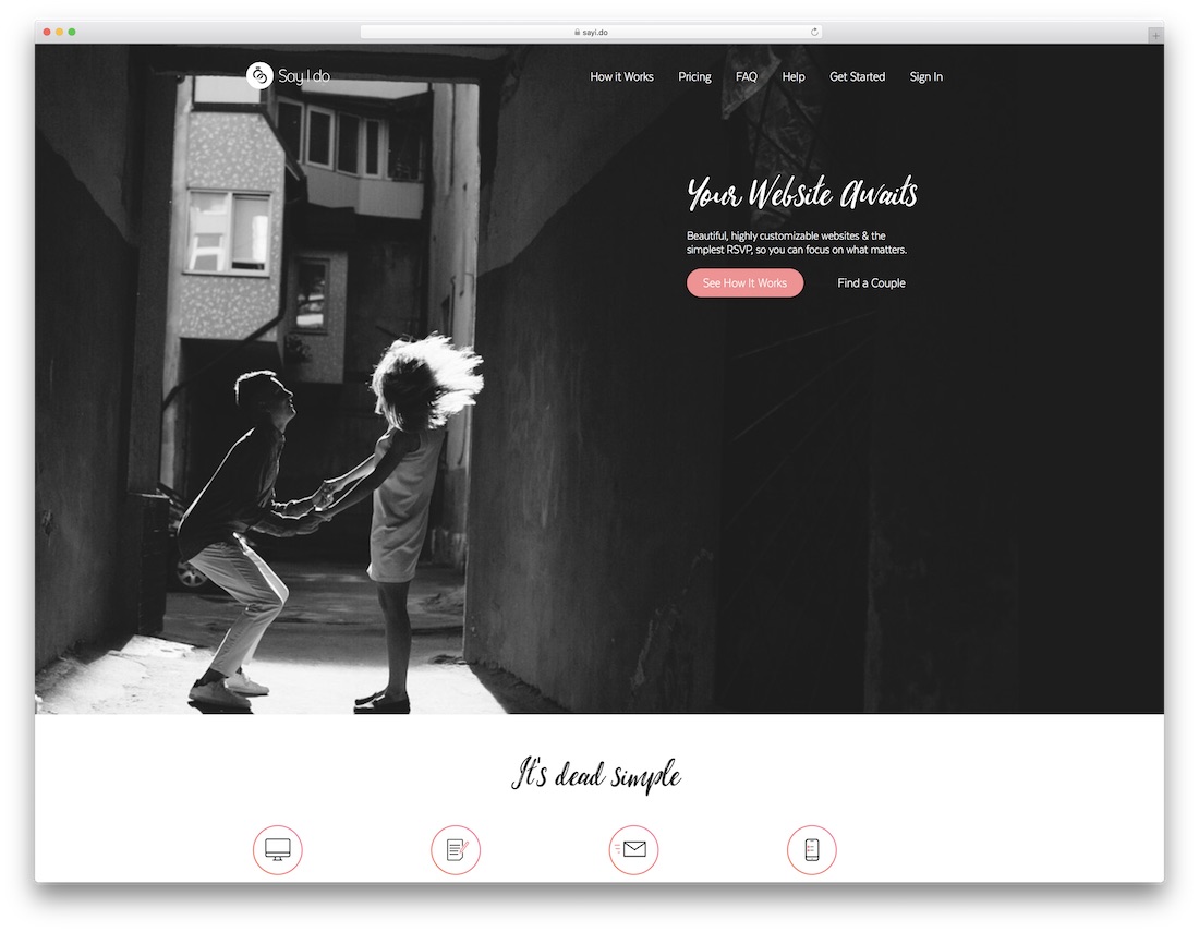 dis que je fais le constructeur de site Web de mariage