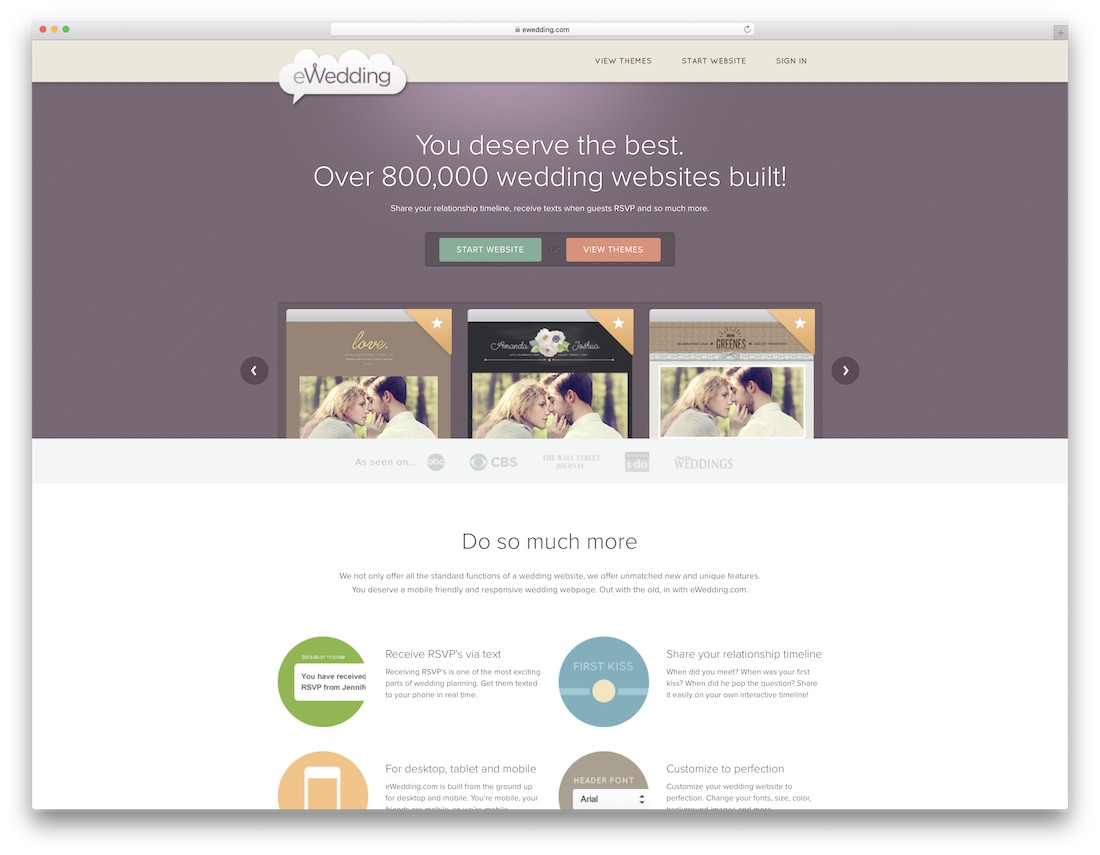 constructeur de site Web de mariage de mariage