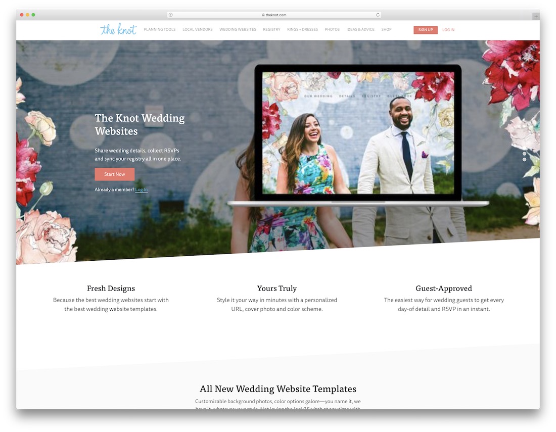 le constructeur de site Web de mariage de noeud