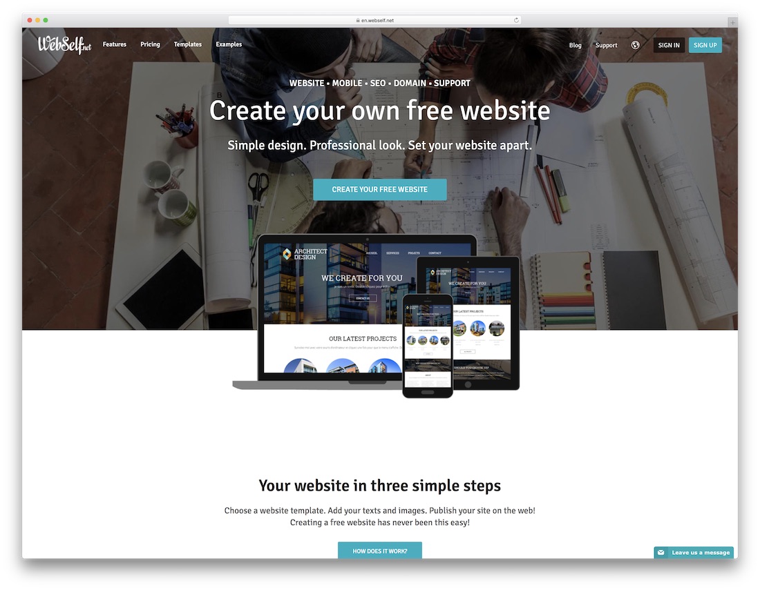 webself kostenloser responsiver Website-Builder