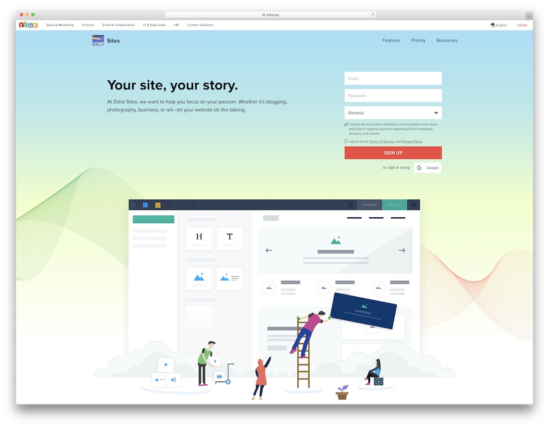 zoho construtor de sites e hospedagem baratos