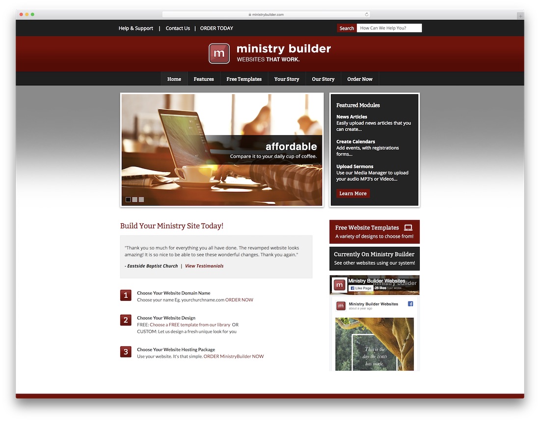 constructeur de ministère constructeur de site Web d'église