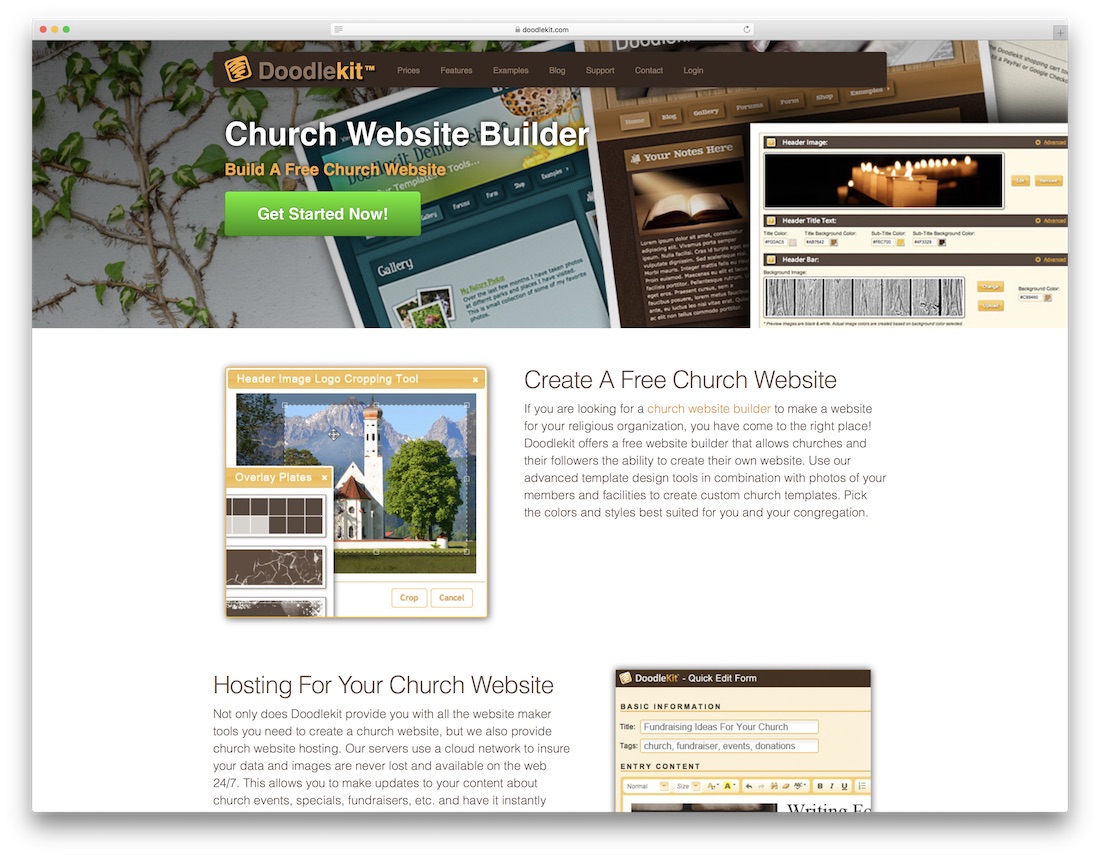 constructeur de site Web d'église doodlekit