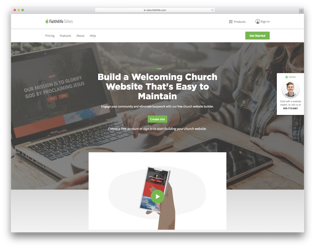 constructeur de site Web d'église de foi