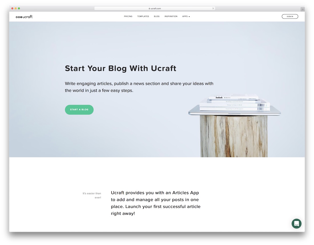 constructeur de site Web ucraft pour les blogs