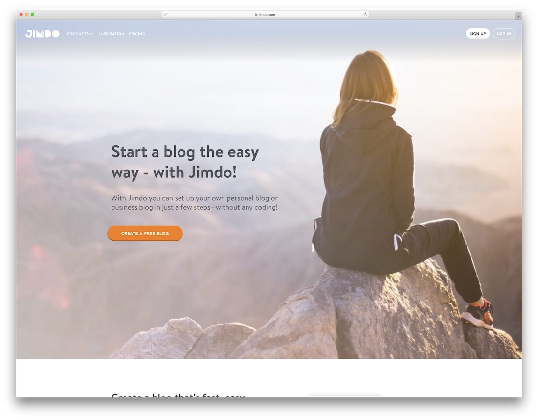 Jimdo meilleur constructeur de site Web pour les blogs