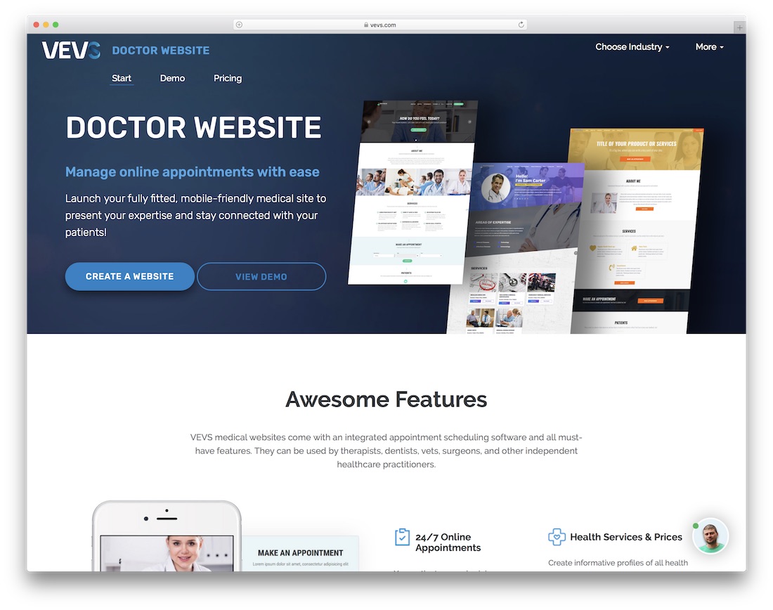 vevs medizinischer Website-Builder