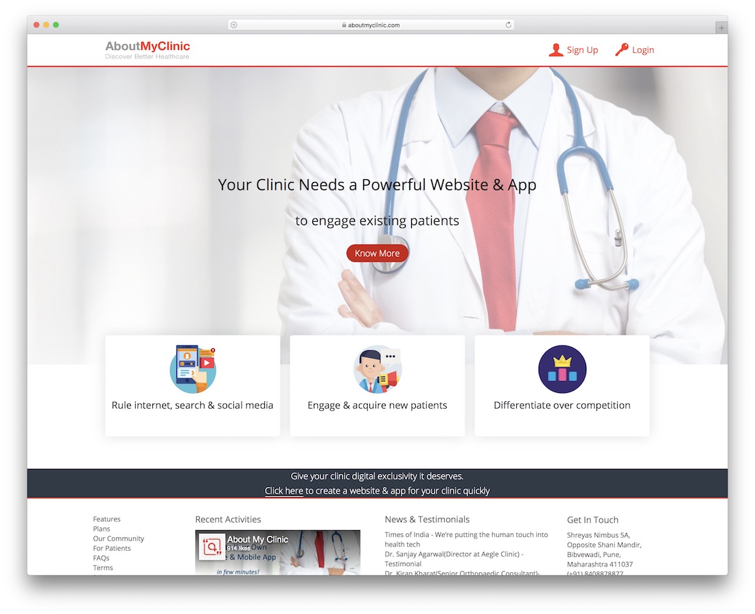 aboutmyclinic medizinischer Website-Builder