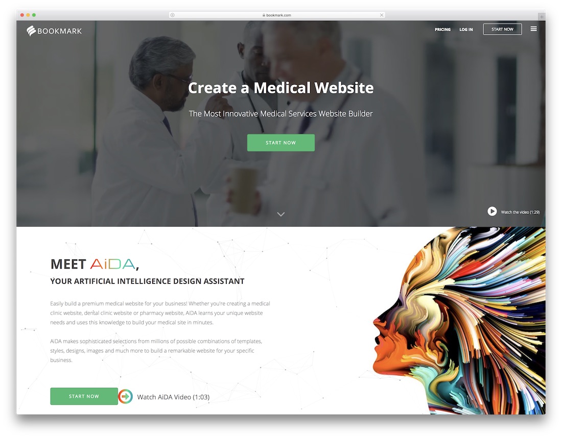 Lesezeichen medizinischer Website-Builder