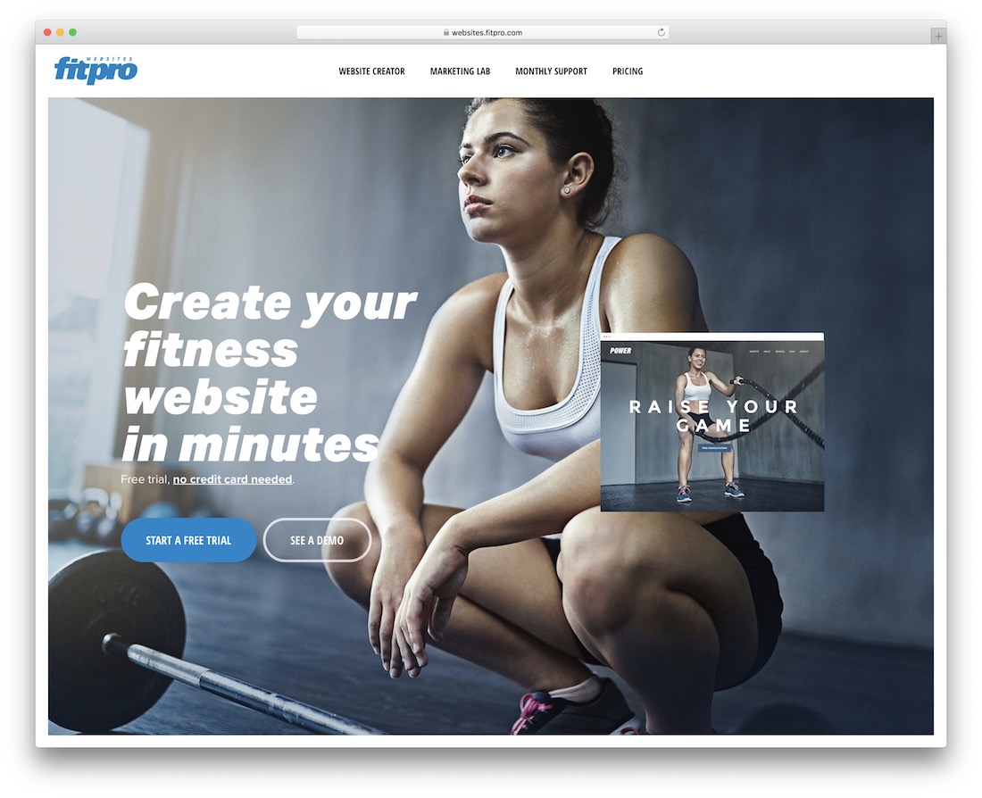 constructeur de sites Web fitpro pour studio de fitness