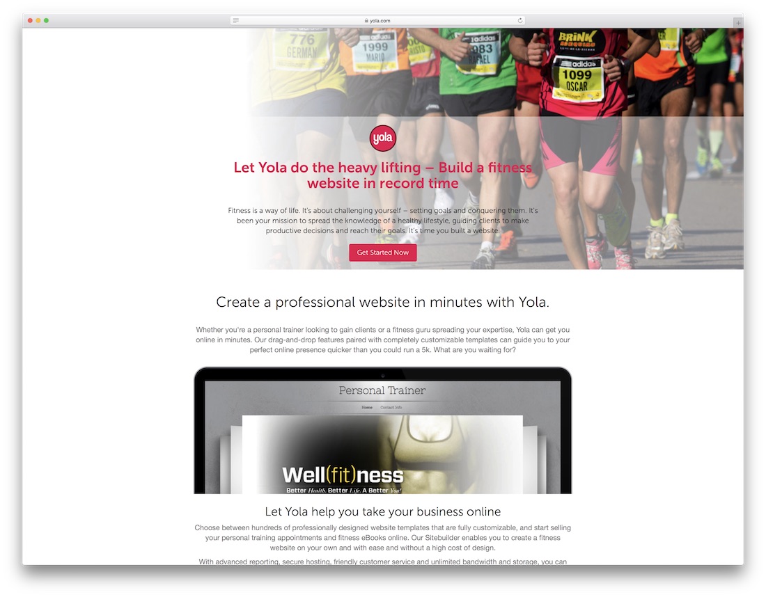 constructeur de site Web yola pour studio de fitness