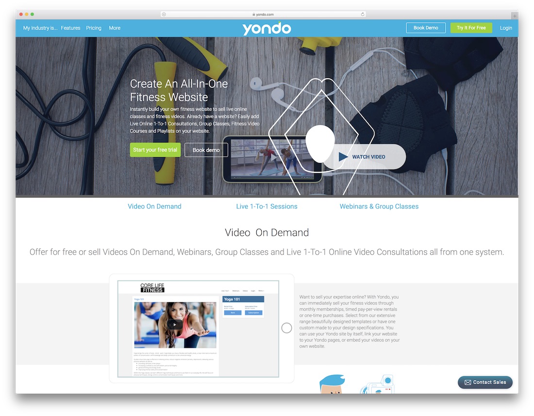 constructeur de site Web yondo pour studio de fitness