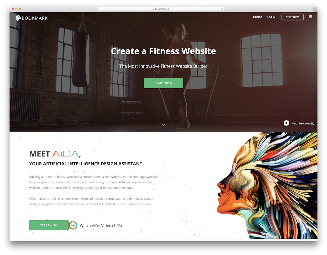 constructeur de site Web de signet pour studio de fitness
