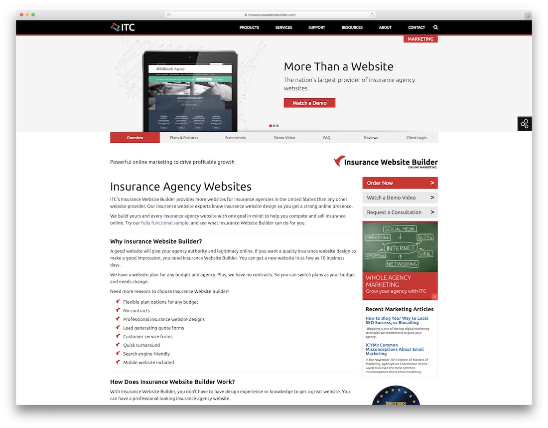 Website-Builder für Versicherungsagenturen
