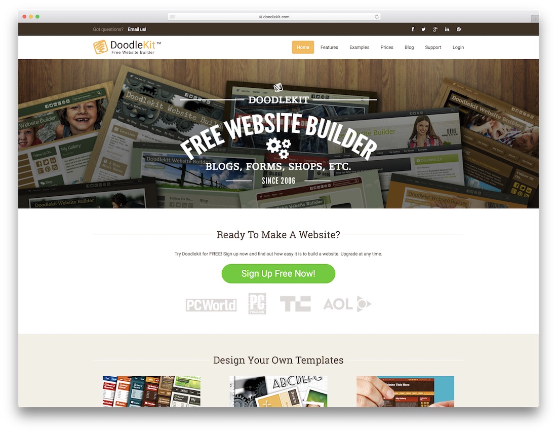 doodlekit bester Website-Builder für kleine Unternehmen