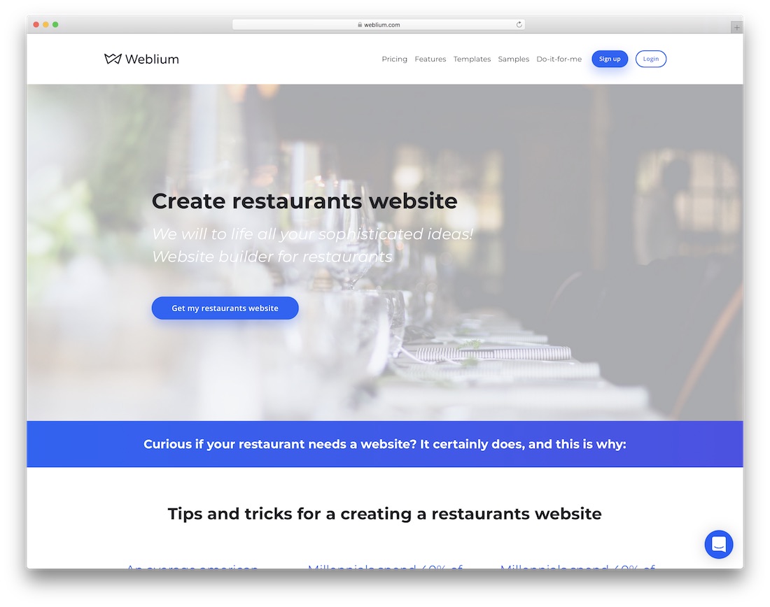 weblium twórca strony internetowej restauracji