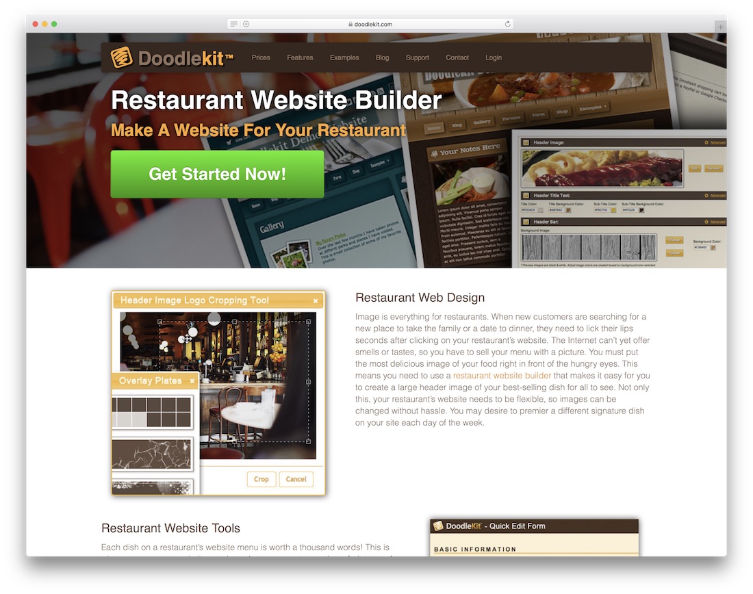 Kreator stron internetowych restauracji doodlekit