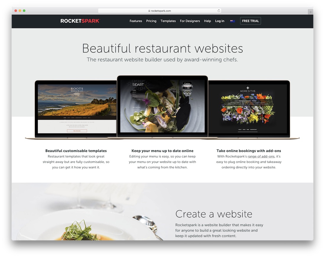 Konstruktor strony internetowej restauracji rocketspark