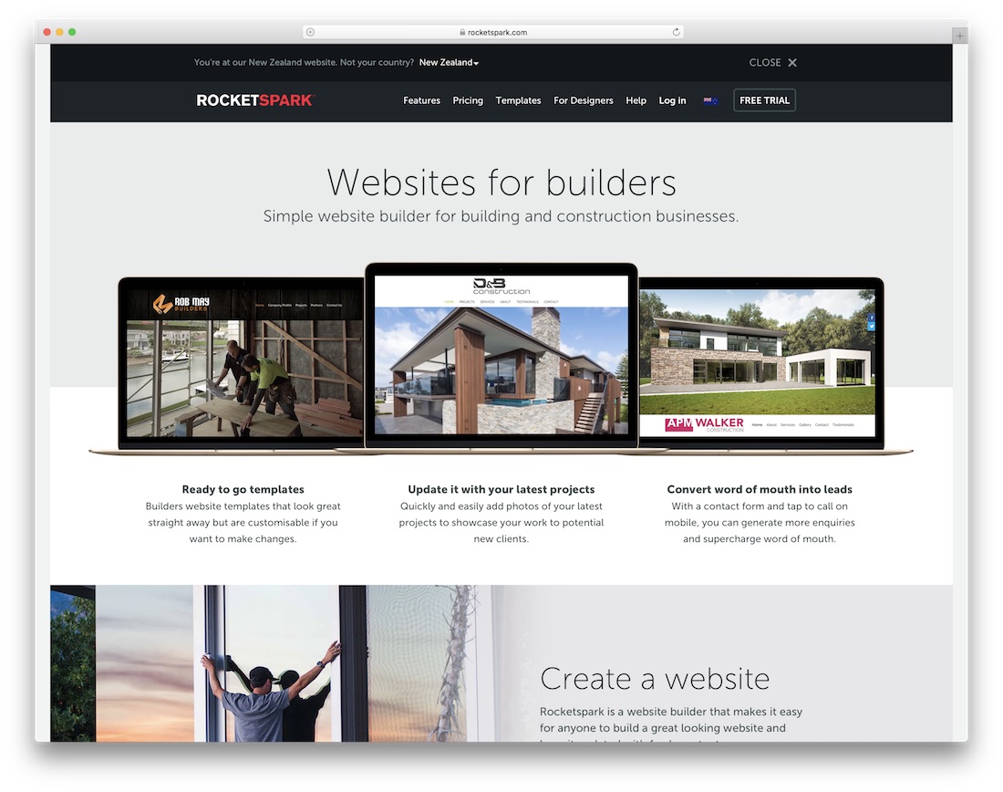 constructor de site-uri rocketspark pentru compania de construcții