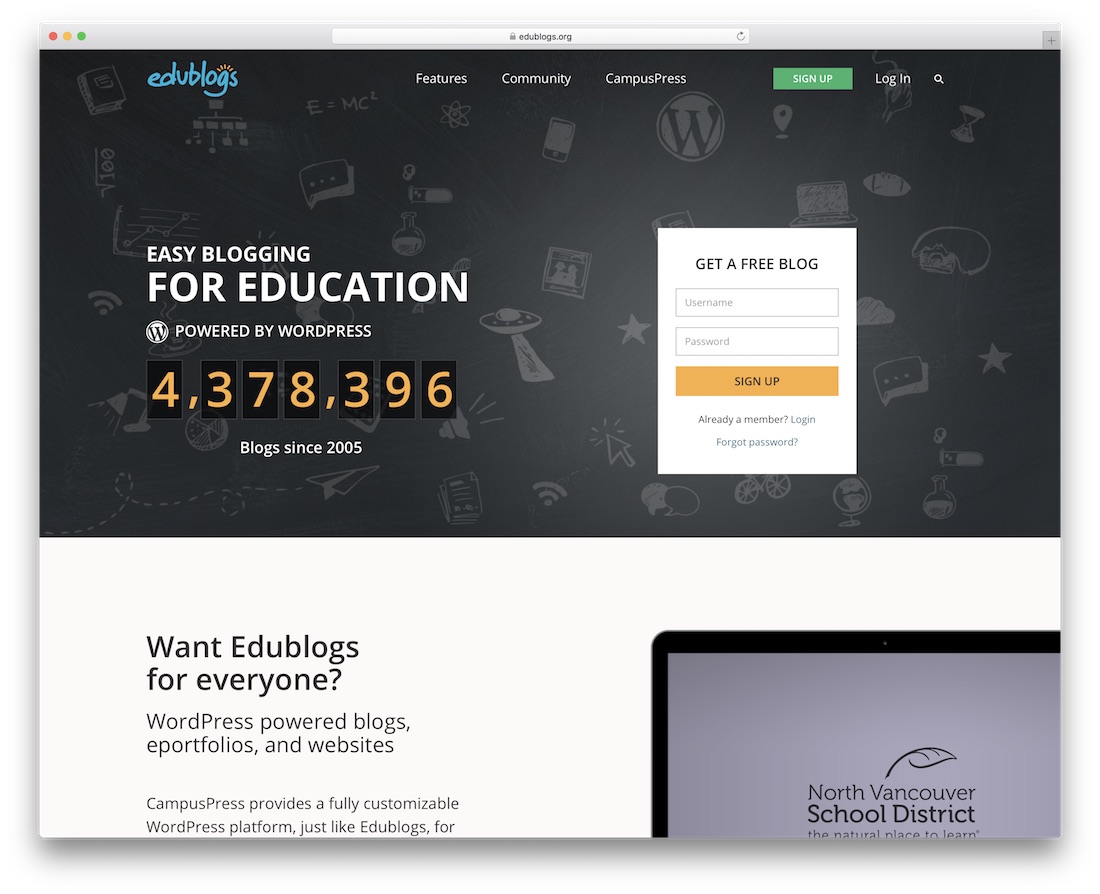constructeur de sites Web pour écoles et enseignants edublogs