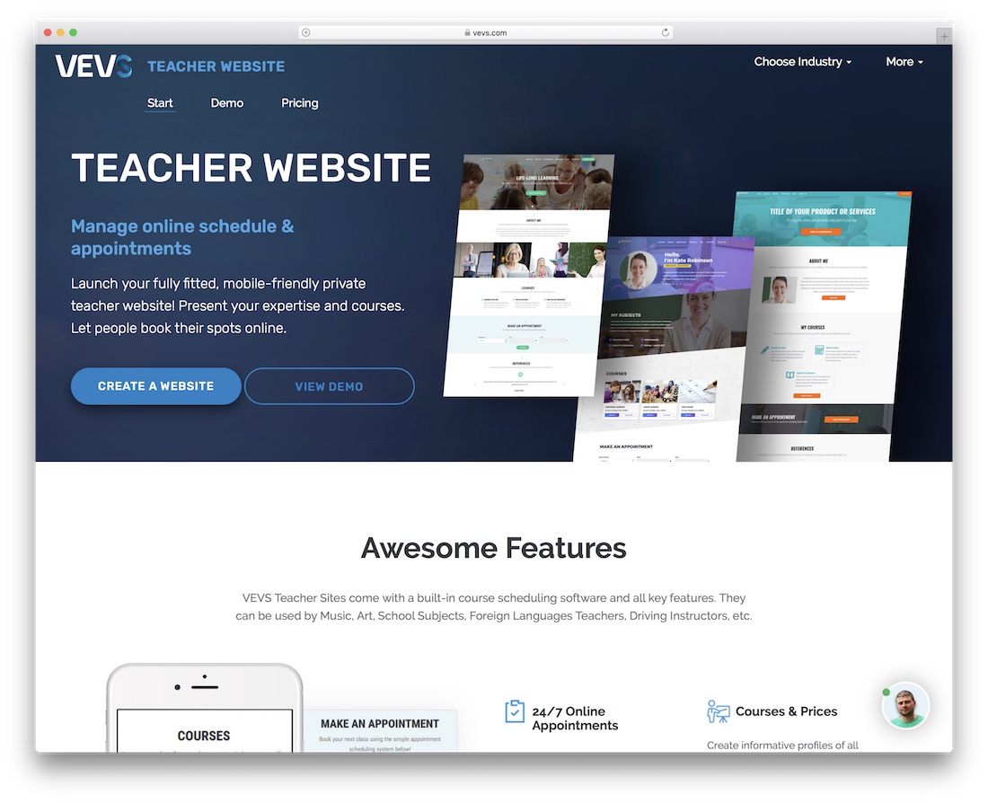 constructeur de site Web d'école et d'enseignant vevs