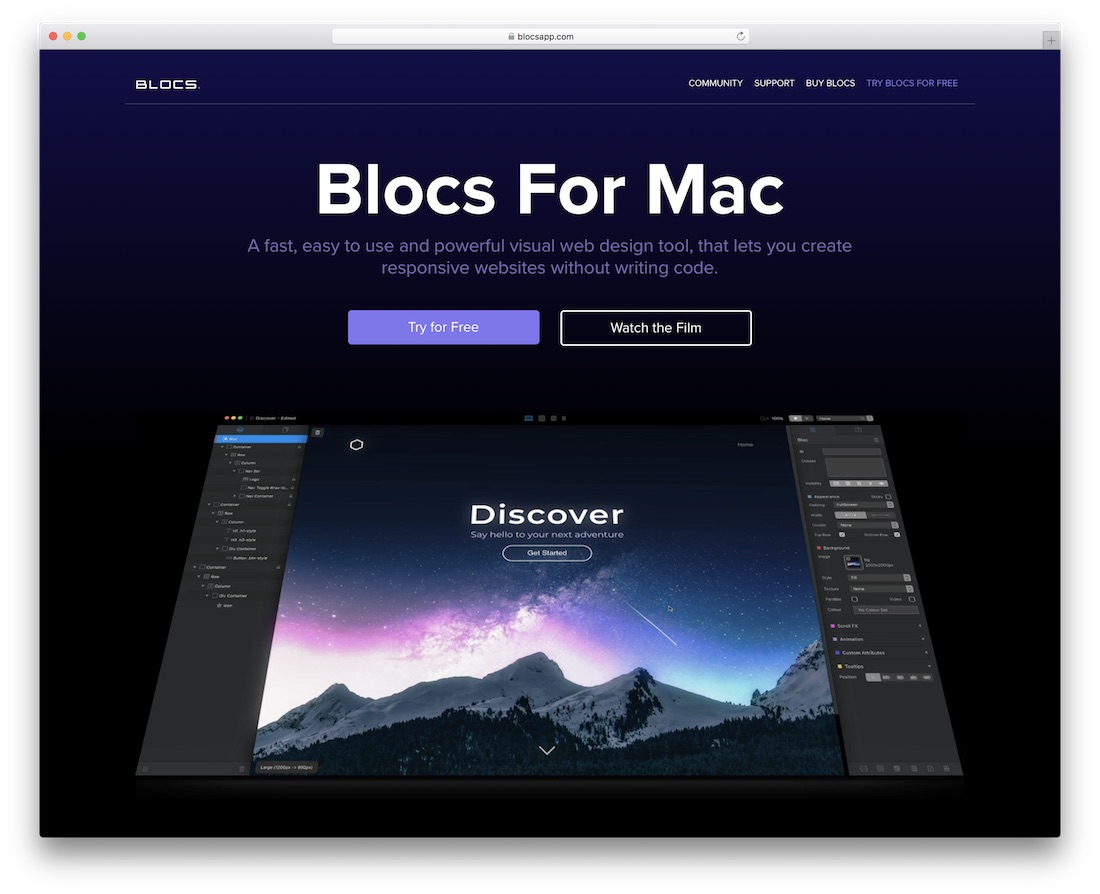 Mac用のブロックウェブサイトビルダー