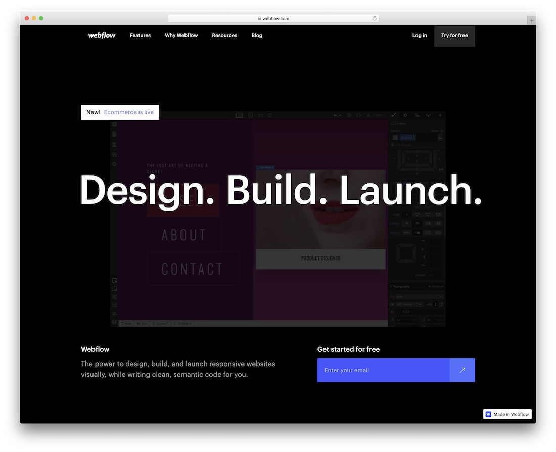 Mac用のwebflowウェブサイトビルダー