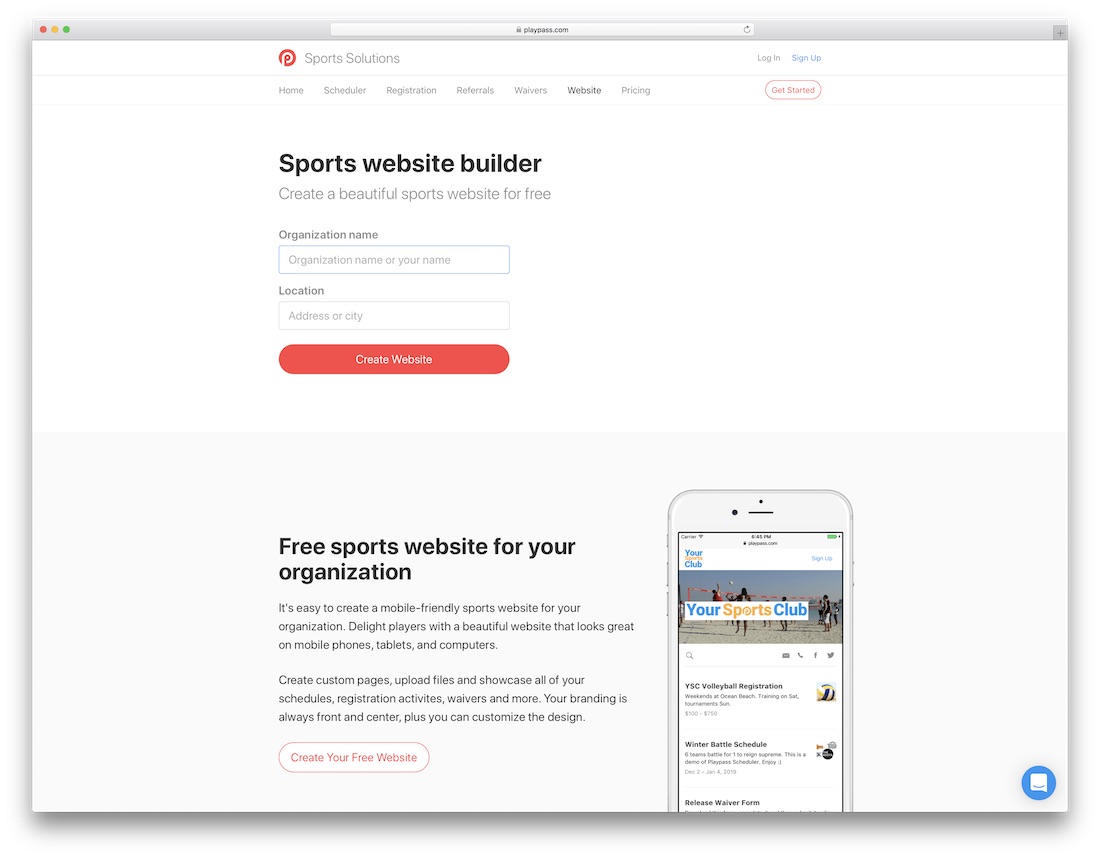 Playpass – kreator stron sportowych