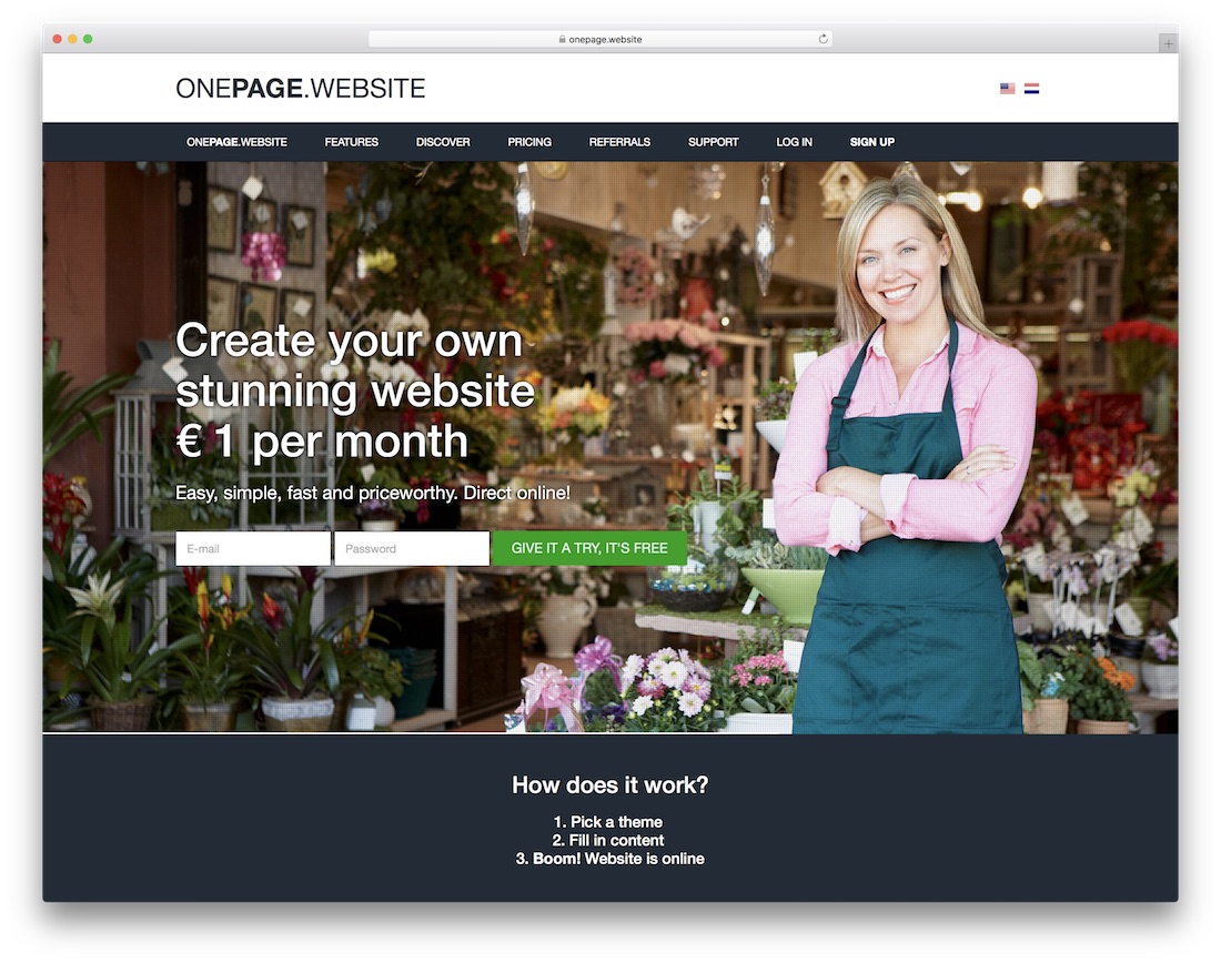strona internetowa onepage darmowy kreator