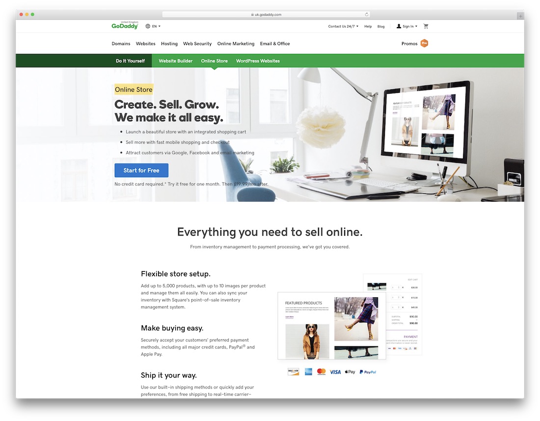 Godaddy kreator stron z ubraniami