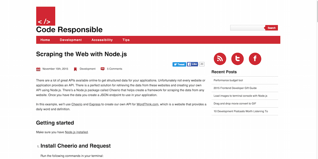 Skrobanie sieci za pomocą Node