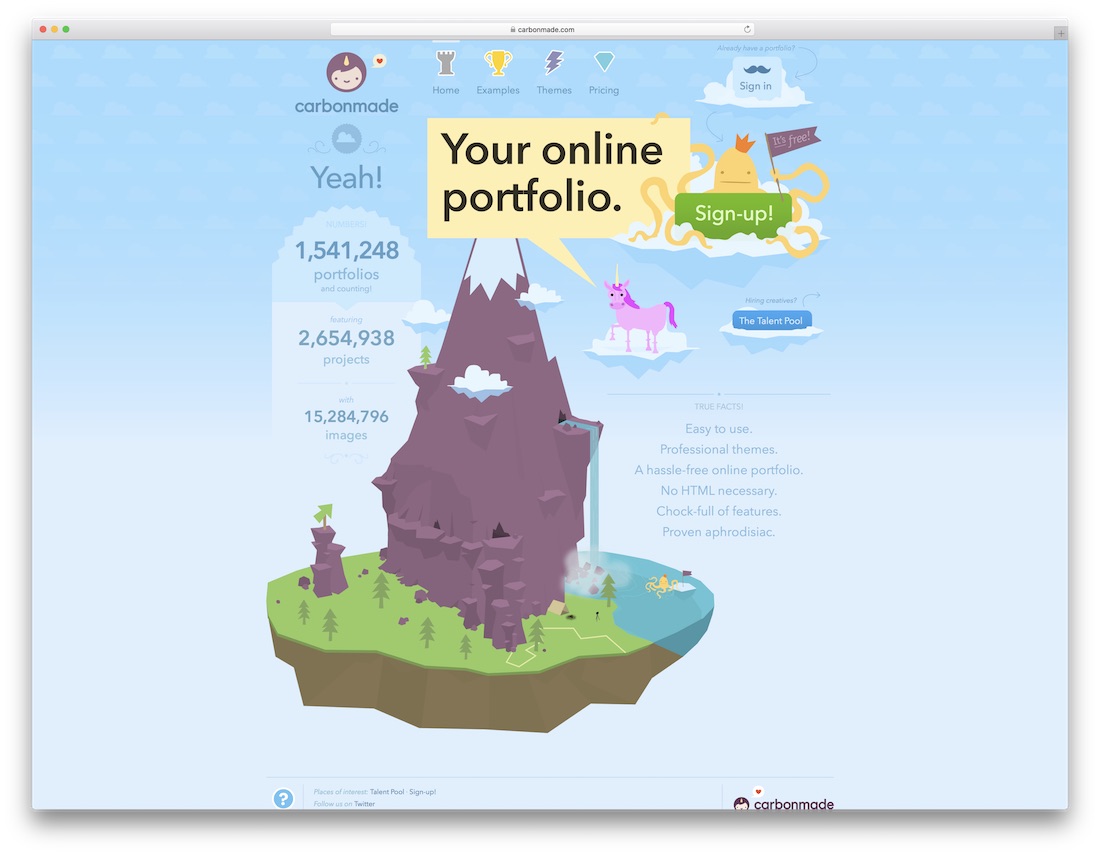 meilleur constructeur de site Web personnel carbonmade