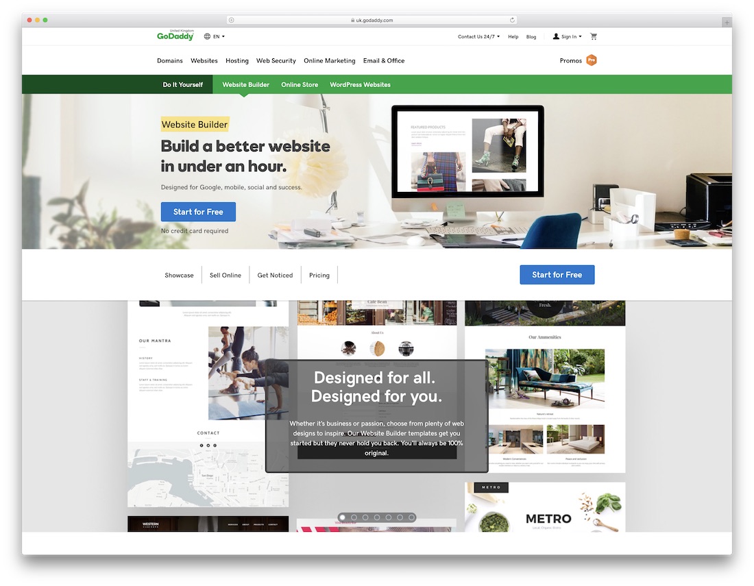 godaddy darmowy kreator stron internetowych i hosting