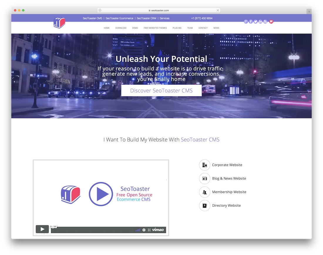 SEO 용 Seotoaster 웹 사이트 빌더