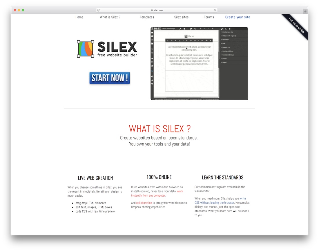 silex darmowy kreator stron internetowych z funkcją przeciągania i upuszczania