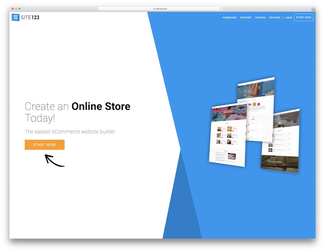constructeur de boutique en ligne site123