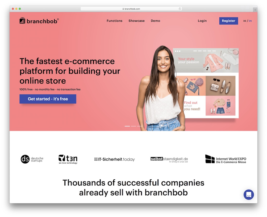 branchbob 전자 상거래 웹 사이트 빌더