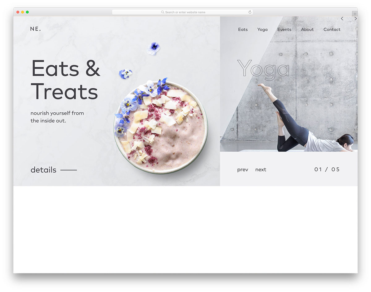 Witryna dotycząca stylu życia Nourish Eats
