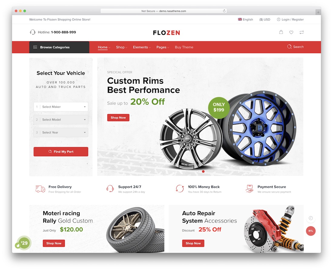 flozen auto service wordpress motyw