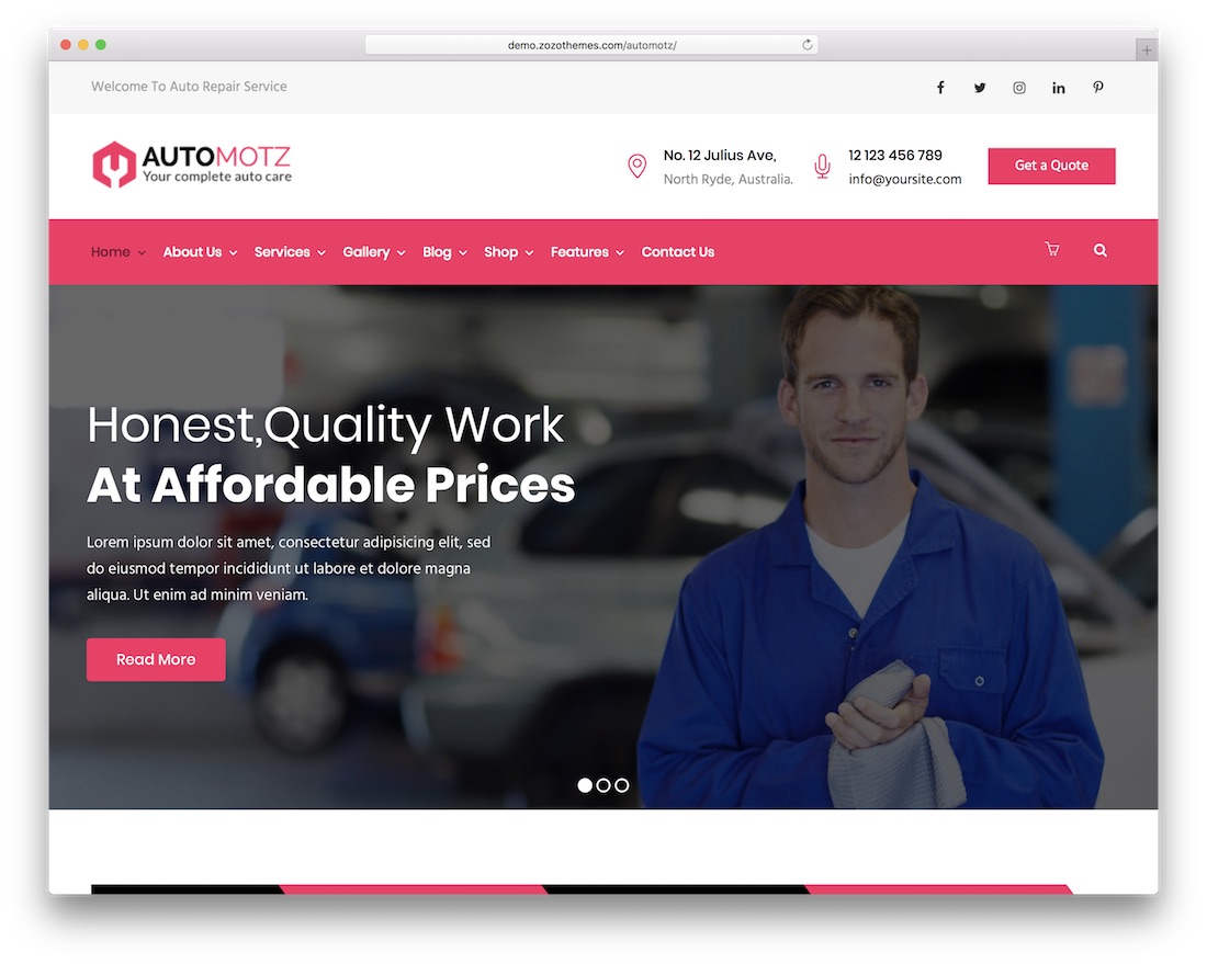 automotz auto service wordpress motyw