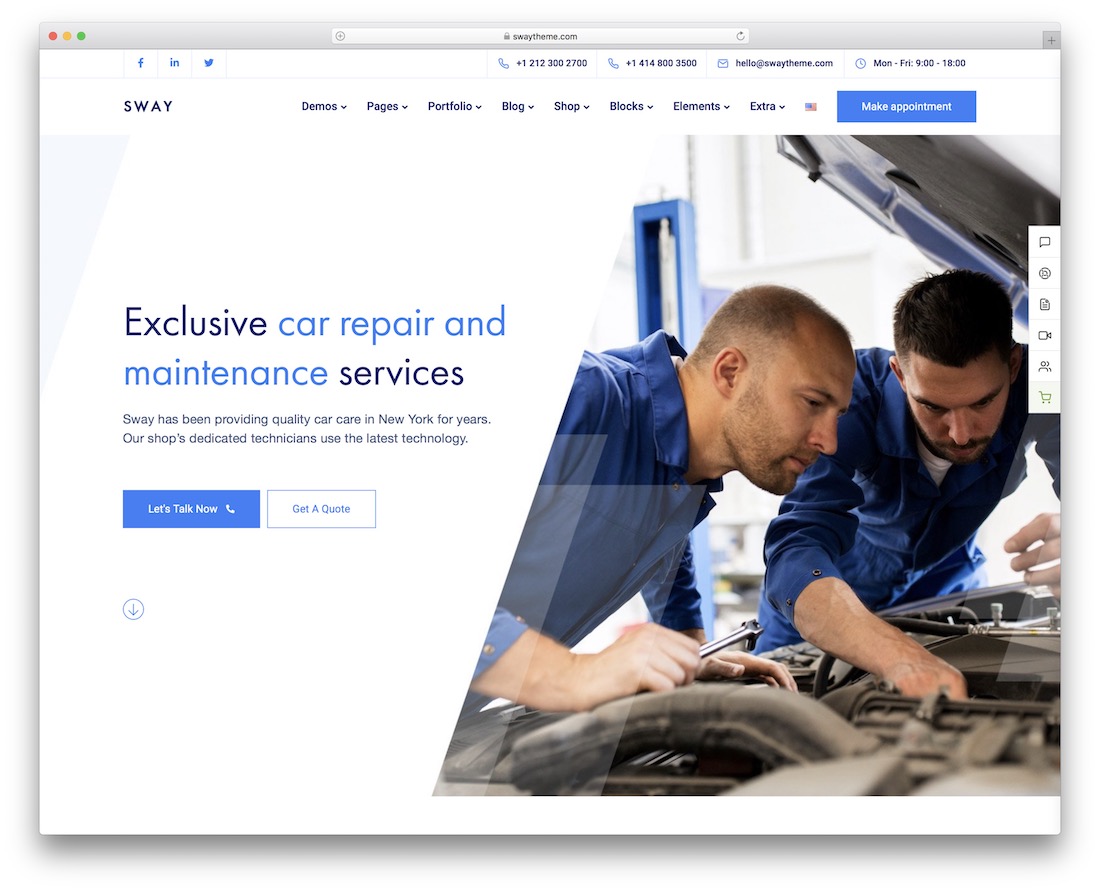 kołysać auto service wordpress motyw