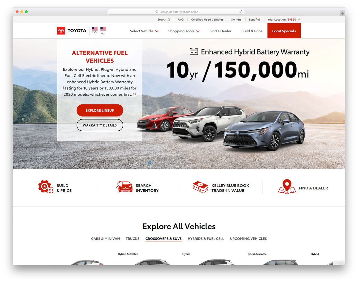 自動車ディーラーのウェブサイト
